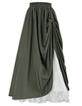 Scarlet Darkness Maxi Long Skirt for Women Double-Layer Victorian Renaissance Skirts, Army Green, XXL