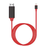 Adaptateur Lightning vers HDMI, certifié Apple MFi 1080p HDTV Compatible avec iPhone, iPad, connecteur d'écran de synchronisation AV numérique sur téléviseur HD, projecteur (Rouge)