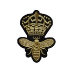 TENNER.LONDON Set of 5 x Queen Bee Embroidery Patch Iron on or Sew on Embroidered Motif Royal Crown Transfer Royalty applique