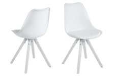 Marque Amazon - Movian Arendsee - Lot de 2 chaises de salle à manger, 55 x 48,5 x 85 cm, Blanc/pieds en hévéa blancs