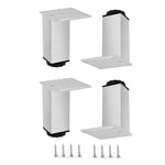 Adjustable Sofa Feet, Aluminum Alloy Furniture Legs, Metal Replacement Feet, With Mounting Screws, Black Square Cabinet Legs, for Bedside/tv Cabinets, Stools, Coffee Tables,White-12cm/4.7in