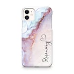 Personalised Watercolour Marble Name with Heart Phone Case for Apple iPhone 12 Pro Max - 6. Blue & Purple Marble - Vertical Name