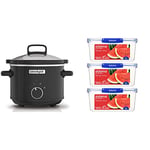 Crockpot Slow Cooker 2.4L and 3 Sistema KLIP IT PLUS 3.35L Food Storage Containers