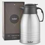 INSULATED VACUUM JUG FLASK 2L STAINLESS STEEL HOT AND COLD DRINKS SOUP VONSHEF