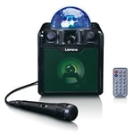 Système Karaoké lenco Btc-055 - enceinte Bluetooth - Effets Lumineux - Batterie Intégrée - entrée Usb - lecteur De Carte Micro Sd - Microphone - Télécommande - Noir, Btc-055Bk