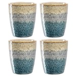 Leonardo Matera Lot de 4 tasses en céramique - Capacité : 300 ml - Fait main - Passe au micro-ondes - Passe au lave-vaisselle - Beige/anthracite/bleu