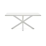 Kave Home - Table de salle à manger Argo rectangulaire 160 x 100 cm en mélamine et pieds en acier blanc
