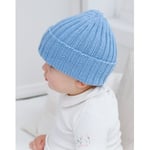 Blue Cloud Beanie by DROPS Design - Baby Lue Strikkeoppskrift str. 0/1 - 3/4 år