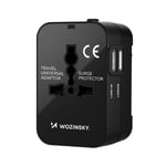Wozinsky WUTWC Universal Reseadapter 24W EU/US/AUS/UK/2x USB-A - Svart