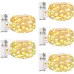 5-pack LED-ljusslingor med batteri och timer, 2 m 20 LED Miniatyr Silvertråd Ljusslingor