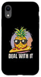 Coque pour iPhone XR Design mignon ananas sur plaque à pizza – Amusant « Deal with It »