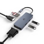SUTOUG Hub USB C 6 en 1, Adaptateur multiport USB C avec Double écran HDMI VGA, 3 Ports USB 3.0, Alimentation de Type C et Station d'accueil USB C pour Dell, Huawei et Autres appareils de Type C