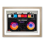 Retro Boombox Art Vol.2 H1022 BLK Framed Print for Living Room Bedroom Home Office Décor, Wall Art Picture Ready to Hang, Oak A3 Frame (46 x 34 cm)