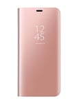 COQUE® Clear View Standing Case with Mirror Plating Flip Case for Samsung Galaxy S9 Plus(Rose Gold)