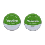 Vaseline Aloe Vera Lip for Dry Lip Petroleum Jelly Therapy - 2 x Tins of 20g