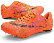 LONG-M Pointes D'athlétisme Unisexes Chaussures D'athlétisme 8 Clous Pointes De Cross-Country Chaussures De Course Professionnelles D'athlétisme,Light Orange,43