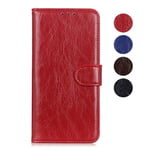 BRAND SET Case for Motorola One Fusion Case Wallet Style Leather Flip Case with Secure Magnetic Closure Lock and Bracket Function, Suitable for Motorola One Fusion(Red)