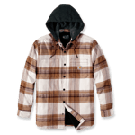 Carhartt Men's Flannel Fleece Lined Hooded Shirt Jacket Carhartt® Brown, XL