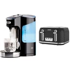 Breville HotCup Hot Water Dispenser with 3 KW Fast Boil and Variable Dispense, 2.0 Litre, Gloss Black [VKJ318] & Curve 4-Slice Toaster with High Lift and Wide Slots | Black & Chrome [VTT786]