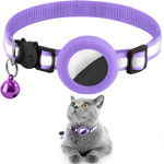 Airtag Skal Silikon Cat Collar med Breakaway Bell - Lila