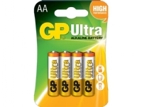 GP Batteries Ultra Alkaline AA, Engångsbatteri, AA, Alkalisk, 1,5 V, 4 styck, Multifärg
