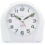 Acctim Europa Analogue Alarm Clock Non Ticking Sweep Quartz Luminous Hands Energy Efficient White 14112