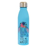 Disney Stitch Aluminum Water Bottle 600ml – Official Merchandise by Polar Gear, Kids Reusable Non Spill BPA Free Recyclable - Ideal For School Nursery Sports Picnic - Multicolour, Blue