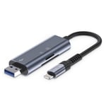 Tech-Protect kortläsare SD/Micro-SD Ultraboost Lightning/USB-A - Grå - TheMobileStore Lagrings Media