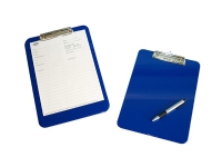WEDO clipboard, DIN A4, tillverkad av ABS-plast, blå rundade hörn, nickelpläterad metallklämma och upphängningsögla (57 603)
