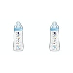 MAM | Biberon Easy Active 6+ mois (330 ml) Bleu – Biberon avec tétine en silicone débit X vitesse ultra-rapide – Biberon pour bébé avec fermeture hermétique (Lot de 2)