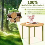 Trädgårdsbord matbord i akaciaträ runt för 4 personer bistrobord träbord för trädgård 110 x 110 x 75 cm natur