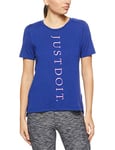 Nike Women's Miler JDI Short-Sleeve Running T-Shirt,Multicolour(Deep Royal Blue/Reflective Silver),Large