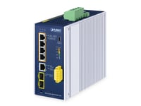 Planet Industrial L2+ 4-Port 10/100/1000T 802.3Bt Poe + 1-Port 10/100/1000T + 2-Port 1G/2.5G Sfp Managed Ethernet Switch W/12V Booster, Hanterad, L2+, Gigabit Ethernet (10/100/1000), Full Duplex, Strömförsörjning Via Ethernet (Poe) Stöd, Monteringsb