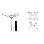 Minky Outdoor Rotary Airer, Alloy Steel, Silver, 60m & 3 Tier Plus Clothes Airer