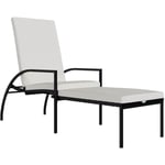 Helloshop26 - Transat chaise longue bain de soleil lit de jardin terrasse meuble d'extérieur avec repose-pied résine tressée noir