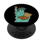 Statue Of Liberty Pizza Independence Day 4th July Kids Funny PopSockets Swappable PopGrip