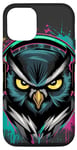 iPhone 14 Pro Owl Beats - Vibrant Owl with Headphones Music Lover Case