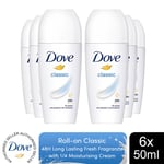 Dove AntiPerspirant Roll On up to 48 Hours of Sweat & Odour Protection 50ml, 6pk
