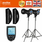 2* Godox SK300II 300W 2.4G Flash strobe +softboxes+light stands+Xpro-Trigger Kit