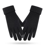 Vinter Touch-Handskar Dam Herr Varma Stretch Stickade Vantar Imitation Black