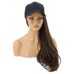 TUOLUO Ladies Hat Wave Shape Hair Extension Black Cap Female Baseball Hat Brown