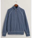 Gant Mens Sunfaded Half Zip Sweatshirt - Blue - Size Medium