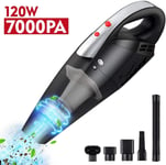 Handheld Vacuums,Car Vacuum Cleaner, Wireless Car Vacuum Cleaner 7000PA, with Wet and Dry Portable Fast Charging 120W 12V, Suitable for Home Car Office with 3 Nozzles,Black