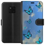 Huawei Mate 20 Pro Sort Tegnebogsetui Himlen med fjärilar