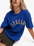 Superdry Ringspun Football Italy T-Shirt, Regal Blue