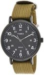 Timex Weekender XL 43 mm Men Black Case Olive Fabric Strap Watch TW2U68200