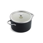 KitchenAid Steel Core Enamel 24 cm/6 Litre Casserole with Lid, German Engineered Enamel, Induction, Oven Safe, Matte Black