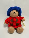 Rainbow Design Paddington Bear Plush Toy Red Coat Blue Hat