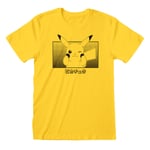 Unisex Kortærmet T-shirt Pokémon Pikachu Katakana Gul L