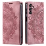 Samsung Galaxy A55 5G Fodral Mandala Flip Läder Roséguld